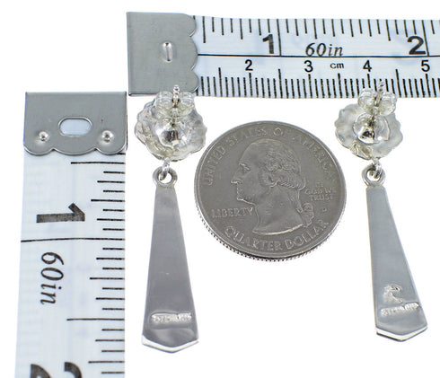 Southwestern Multicolor Silver Post Dangle Flower Earrings YX51897